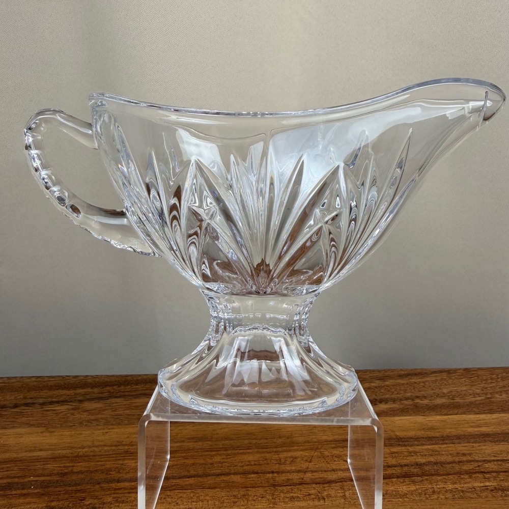 Marquis by Waterford Crystal Gravy Boat Footed Sauce Server Clear Cut Glass
